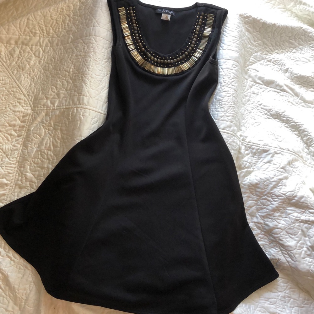 Black Skater Dress with Gold- Size M